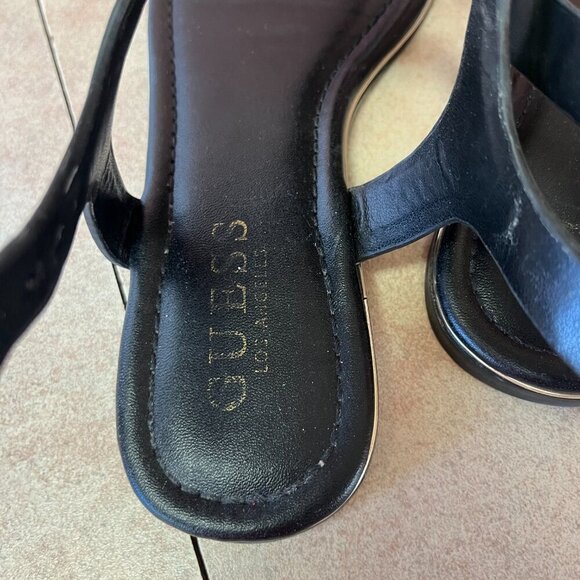 Guess Black & Gold T-Strap Sandals - Picture 6 of 10